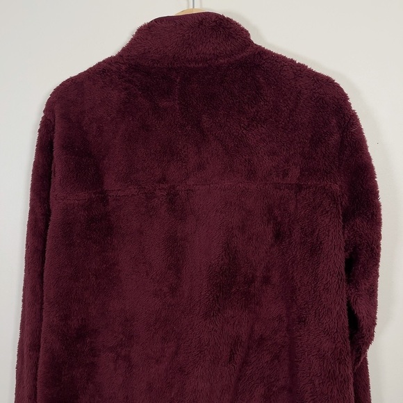 EDDIE BAUER | SNAP MOCK BURGUNDY FLEECE PLUSH PULLOVER - Picture 10 of 12